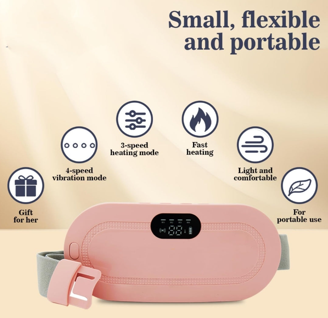 Portable Cordless Heating Pad, Electric Waist Belt Device, Fast Heating Pad with 3 Heat Levels and 3 Massage Modes, Back or Belly Heating Pad for Women and Girl